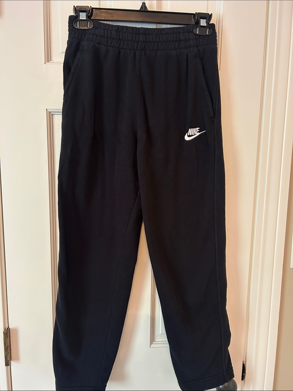 Nike Black Kids Sweatpants with White Swoosh